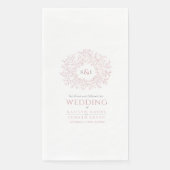 Dusty rosa Blatt Kreis monogramm Kunst Hochzeit in Serviette (Vorderseite)