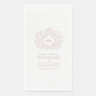 Dusty rosa Blatt Kreis monogramm Kunst Hochzeit in Serviette