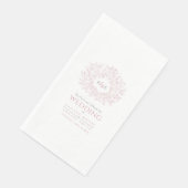 Dusty rosa Blatt Kreis monogramm Kunst Hochzeit in Serviette (Ecke)
