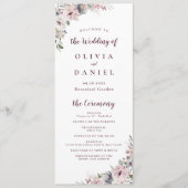 Dusty rosa boho florale rustikale Hochzeitsfeier Menükarte (Vorderseite)