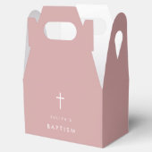 Dusty rosa Cross Baptisse Geschenkschachtel (Geöffnet)