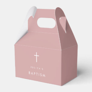 Dusty rosa Cross Baptisse Geschenkschachtel