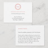 Dusty rosa Initialen Hochzeitsfeier Begleitkarte (Vorne/Hinten)