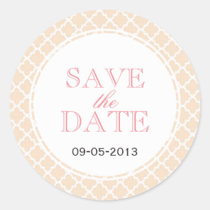 Dusty rosa marokkanische Kachel SAVE THE DATE Hoch Runder Aufkleber
