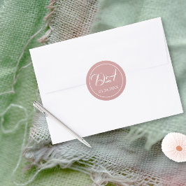Dusty rosa Schrift Typografie Initialen Hochzeit Runder Aufkleber