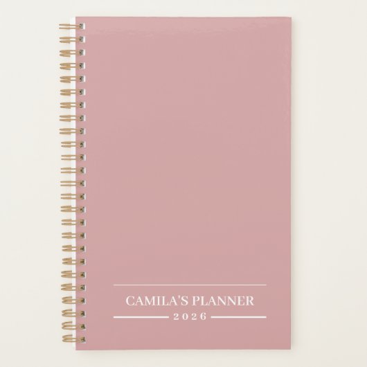 Dusty Rose 2026 Planer | Benutzerdefinierter Name  (Vorderseite)