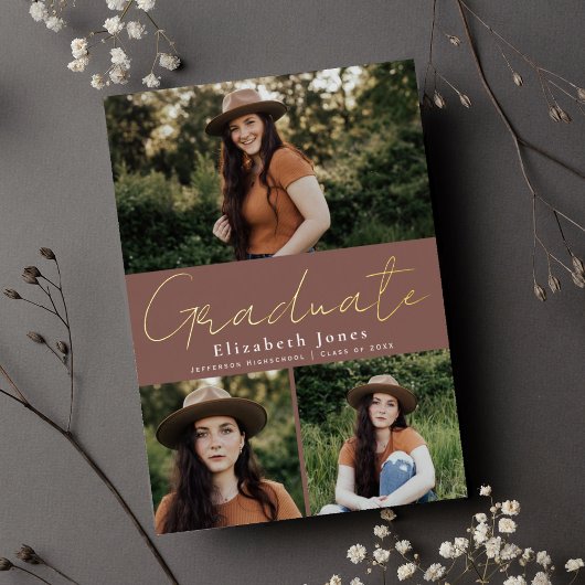 Dusty Rose Abschluss Foto Ankündigung