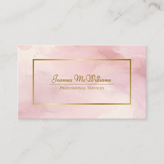 Dusty Rose Abstrakte Wasserfarbe & Gold QR Code Visitenkarte (Vorderseite)