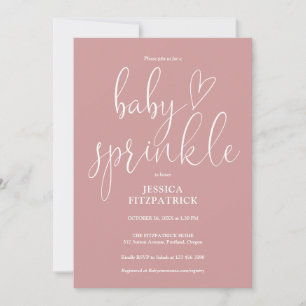 Dusty Rose Alles in Einem QR-Code Baby Sprinkle Sh Einladung
