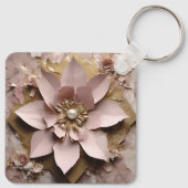 Dusty Rose Aluminium Square Schlüsselanhänger (Rückseite)