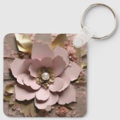 Dusty Rose Aluminium Square Schlüsselanhänger (Rückseite)