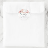 Dusty Rose and Blush Blume Elegante Hochzeit Runder Aufkleber (Tasche)