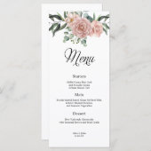 Dusty Rose and Greenery Blumenmenü Menükarte (Vorne/Hinten)