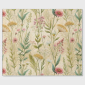Dusty Rose and Sage Wildflower Botanical Scene Geschenkpapier (Flach)