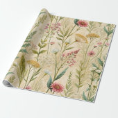 Dusty Rose and Sage Wildflower Botanical Scene Geschenkpapier (Ungerollt)