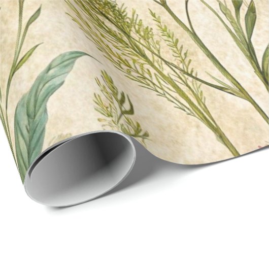 Dusty Rose and Sage Wildflower Botanical Scene Geschenkpapier (Rolleneckpunkt)