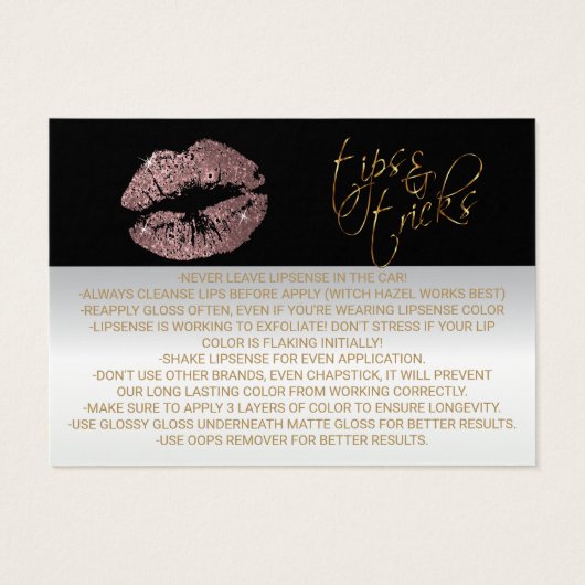 Dusty Rose Anwendung Hinweise (Rückseite)