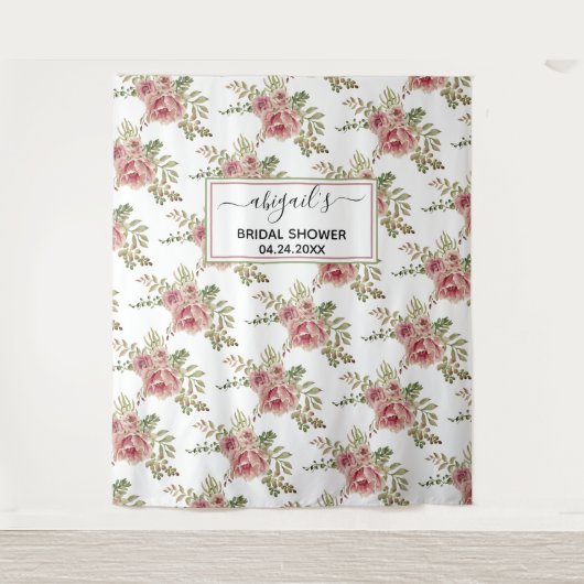 Dusty Rose Aquarell Blume Blumenstrauß Brautparty Wandteppich (Vorderseite)