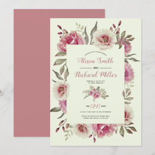 Dusty Rose Aquarell Blume Blumenstrauß Einladung