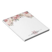 Dusty Rose Aquarell Blume Monogramm Notizblock (angewinkelt)