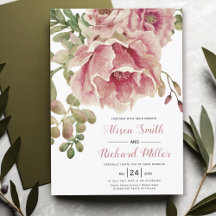 Dusty Rose Aquarell Blume, Typografie Hochzeit