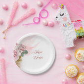 Dusty Rose Aquarell Blume und Gold Glitzer Pappteller (Party)