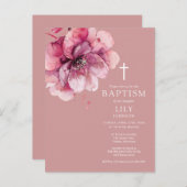 Dusty Rose Aquarellblume Taufe Postkarte (Vorne/Hinten)