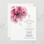 Dusty Rose Aquarellblume Taufe Postkarte (Vorne/Hinten)