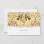 Dusty Rose Art Deco Hummingbirds Wedding RSVP Karte (Vorderseite)