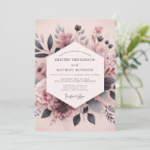 Dusty Rose Ash Bloom Wedding Einladung (Stehend Vorderseite)