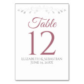 Dusty Rose auf White Simple Elegante Hochzeit Tischnummer (Rückseite)