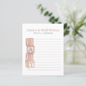 Dusty Rose Baby Blocks Advice & Well Wishes Card (Stehend Vorderseite)