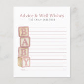Dusty Rose Baby Blocks Advice & Well Wishes Card (Vorderseite)