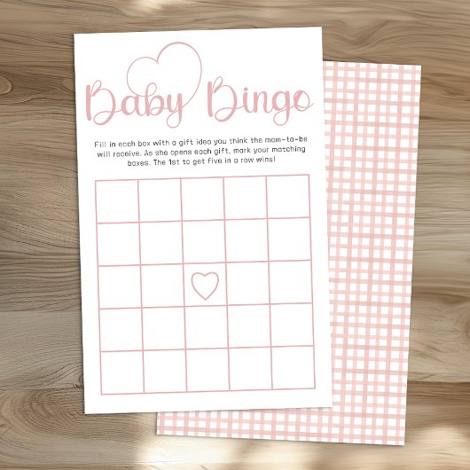 Dusty Rose Baby Shower Bingo Game Card Flyer