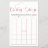 Dusty Rose Baby Shower Bingo Game Card Flyer (Vorne)