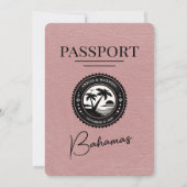 Dusty Rose Bahamas Passport Hochzeit Einladung (Rückseite)