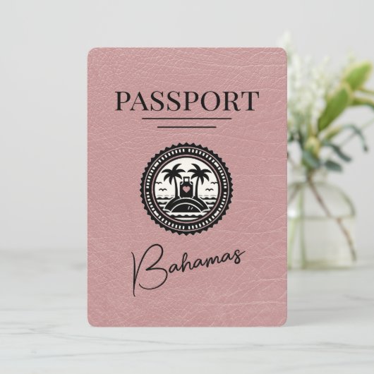 Dusty Rose Bahamas Passport Save the Date (Stehend Vorderseite)