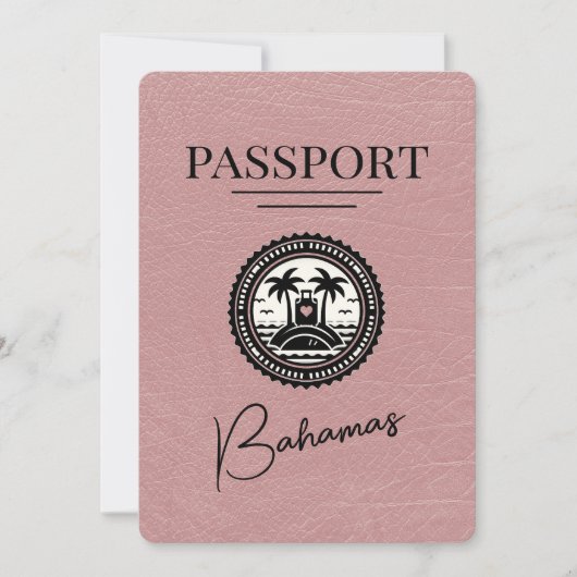 Dusty Rose Bahamas Passport Save the Date (Vorderseite)