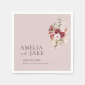 Dusty Rose Beige Burgundy & Blush Floral Wedding Serviette (Vorderseite)