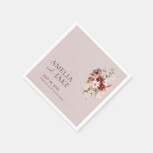 Dusty Rose Beige Burgundy & Blush Floral Wedding Serviette (Ecke)