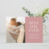 Dusty Rose Best Day Ever Wedding Ankündigung (Stehend Vorderseite)