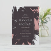 Dusty Rose Black Abstrakt Floral Wedding Einladung (Stehend Vorderseite)