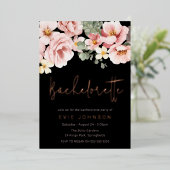 Dusty Rose & Black Junggeselinnen-Abschied Rose Go Folieneinladung (Stehend vorne)