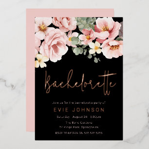 Dusty Rose & Black Junggesellinnenabschied Rose Go Folieneinladung