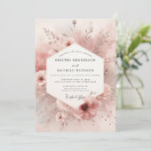 Dusty Rose Bloom Elegance Wedding Einladung (Stehend Vorderseite)