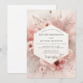 Dusty Rose Bloom Elegance Wedding Einladung (Vorne/Hinten)
