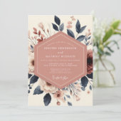 Dusty Rose Bloom Romance Wedding Einladung (Stehend Vorderseite)
