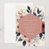 Dusty Rose Bloom Romance Wedding Einladung (Vorne/Hinten)