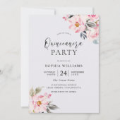 Dusty Rose Bloral Blush Pink Quinceanera Party Einladung (Vorderseite)