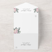 Dusty Rose Bloral Gold Circle Wedding All In One Einladung (Außenbereich)